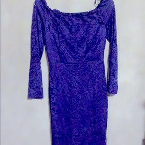 NWOT Blue lace off of the shoulder party dress